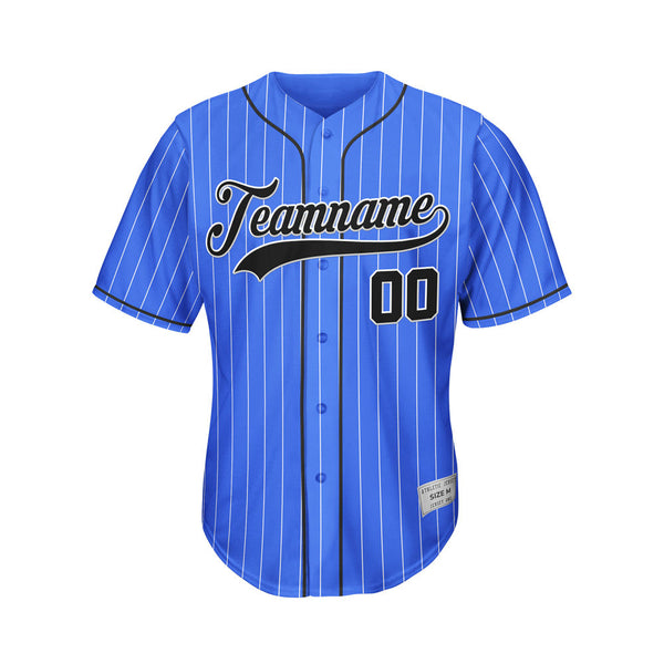 Custom Sublimation Royal Blue Pinstripe Baseball Jersey