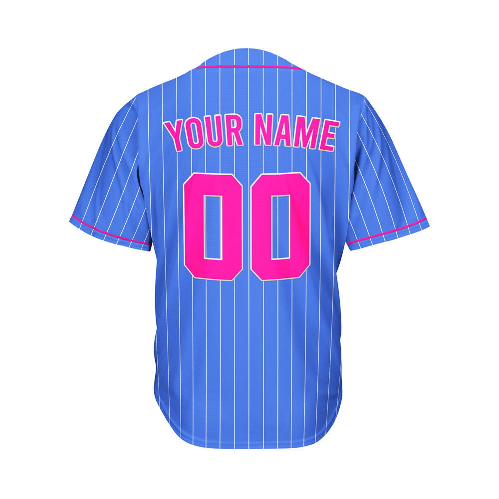 Custom Sublimation Royal Blue Pinstripe Baseball Jersey