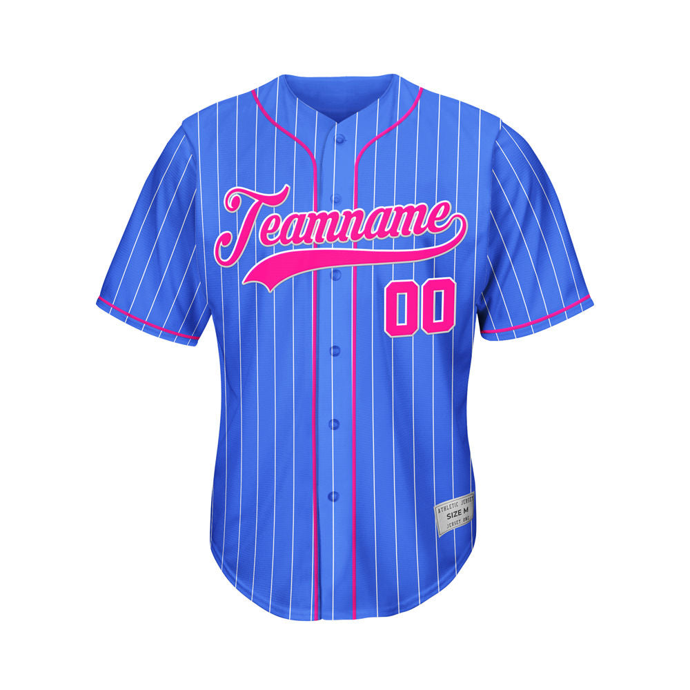 Custom Sublimation Royal Blue Pinstripe Baseball Jersey