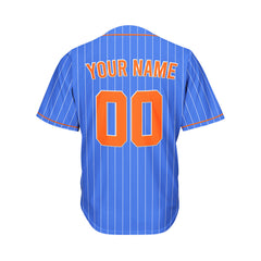 Custom Sublimation Royal Blue Pinstripe Baseball Jersey