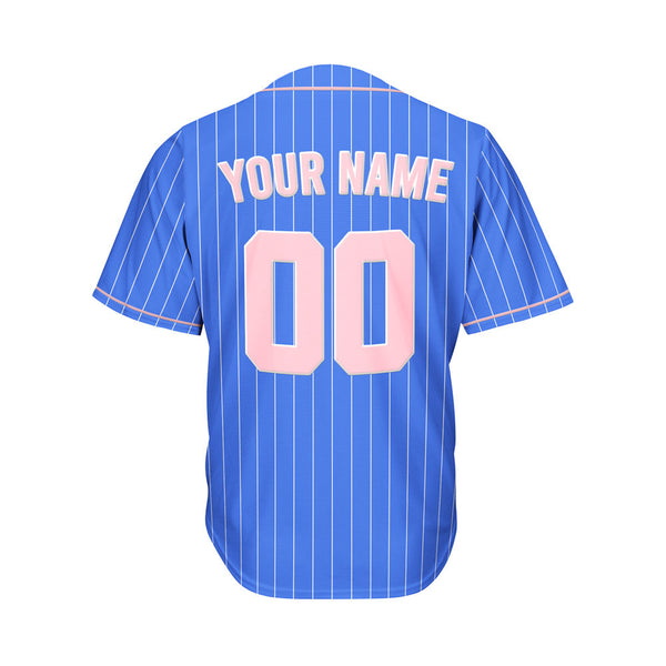 Custom Sublimation Royal Blue Pinstripe Baseball Jersey