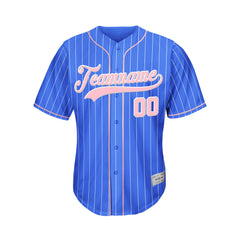 Custom Sublimation Royal Blue Pinstripe Baseball Jersey