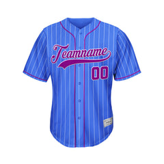 Custom Sublimation Royal Blue Pinstripe Baseball Jersey