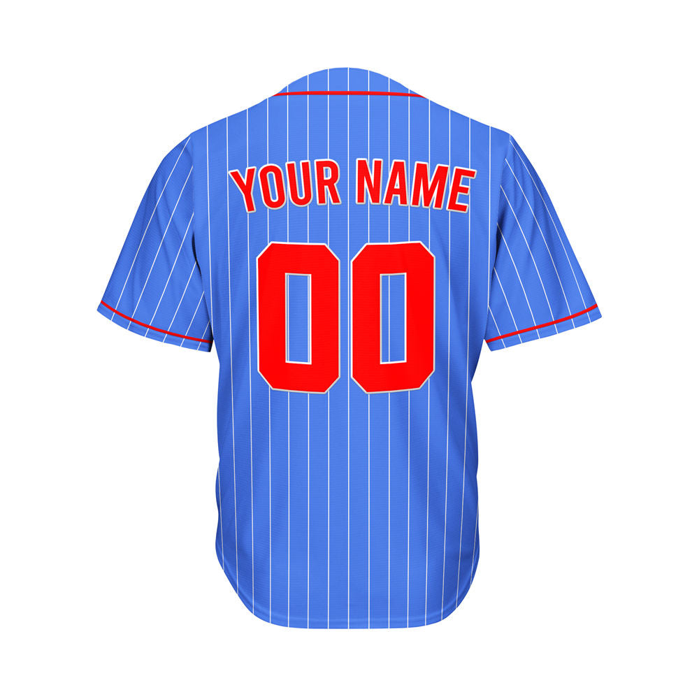 Custom Sublimation Royal Blue Pinstripe Baseball Jersey