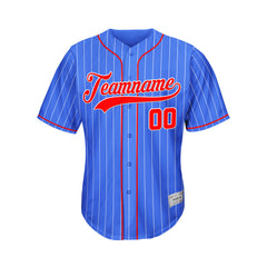 Custom Sublimation Royal Blue Pinstripe Baseball Jersey