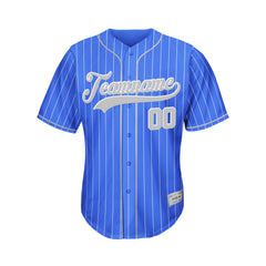 Custom Sublimation Royal Blue Pinstripe Baseball Jersey