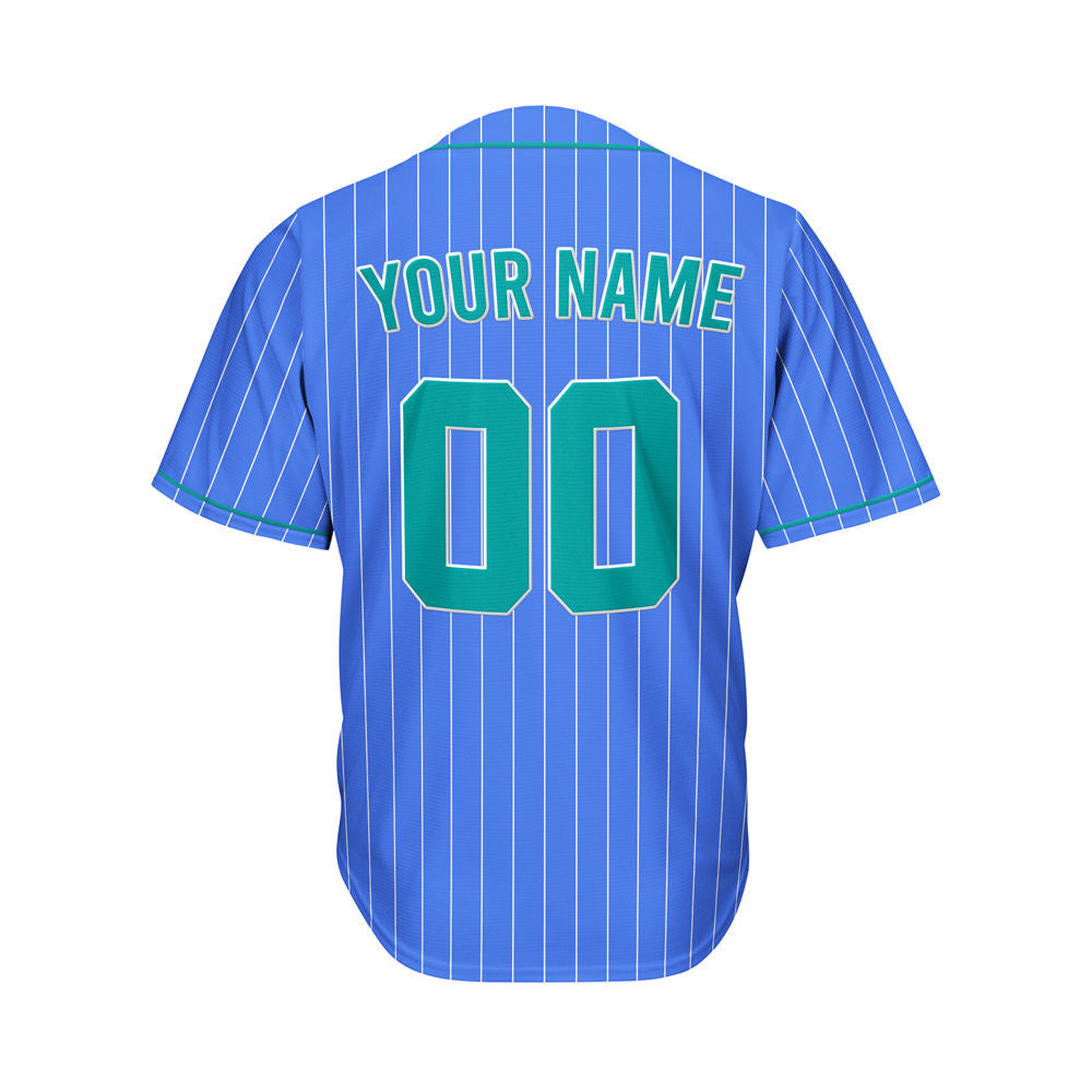 Custom Sublimation Royal Blue Pinstripe Baseball Jersey