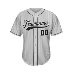 Custom Sublimation Grey Pinstripe Baseball Jersey