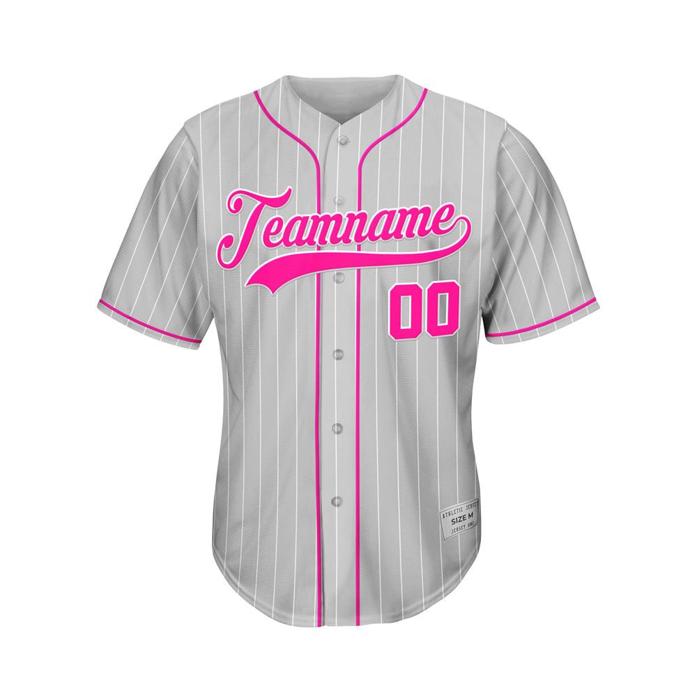 Custom Sublimation Grey Pinstripe Baseball Jersey
