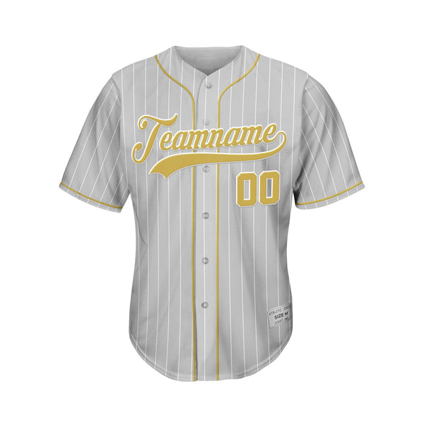 Custom Sublimation Grey Pinstripe Baseball Jersey