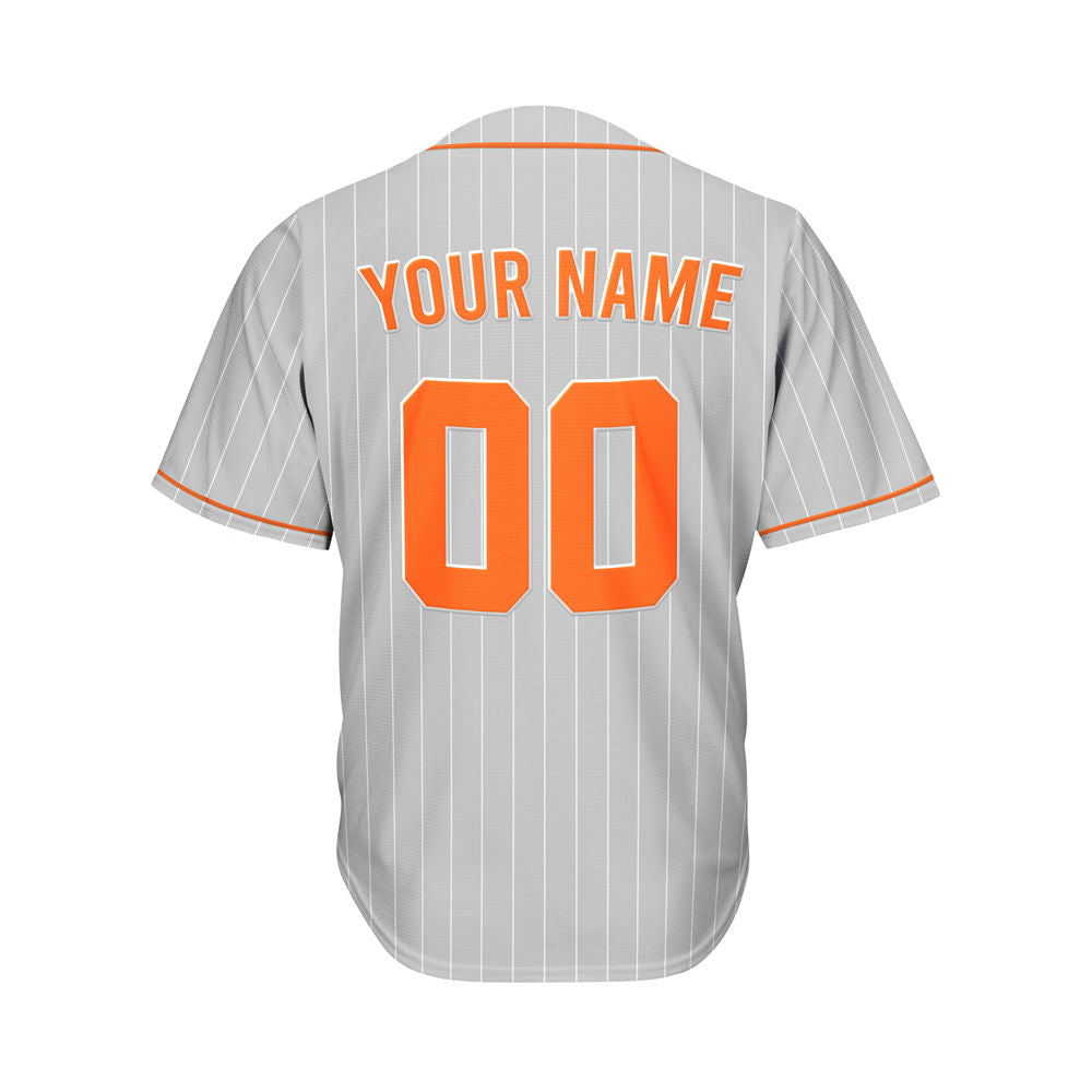 Custom Sublimation Grey Pinstripe Baseball Jersey