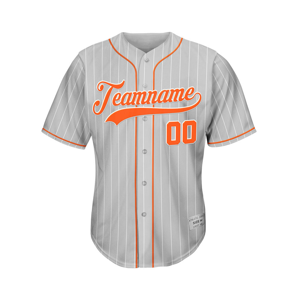 Custom Sublimation Grey Pinstripe Baseball Jersey