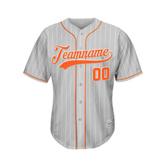 Custom Sublimation Grey Pinstripe Baseball Jersey