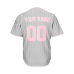 Custom Pinstripe Baseball Jersey Silver Pink Sublimation Jersey One thumbnail