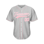 Custom Pinstripe Baseball Jersey Silver Pink Sublimation Jersey One thumbnail