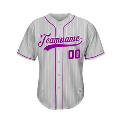 Custom Sublimation Grey Pinstripe Baseball Jersey