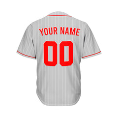 Custom Sublimation Grey Pinstripe Baseball Jersey