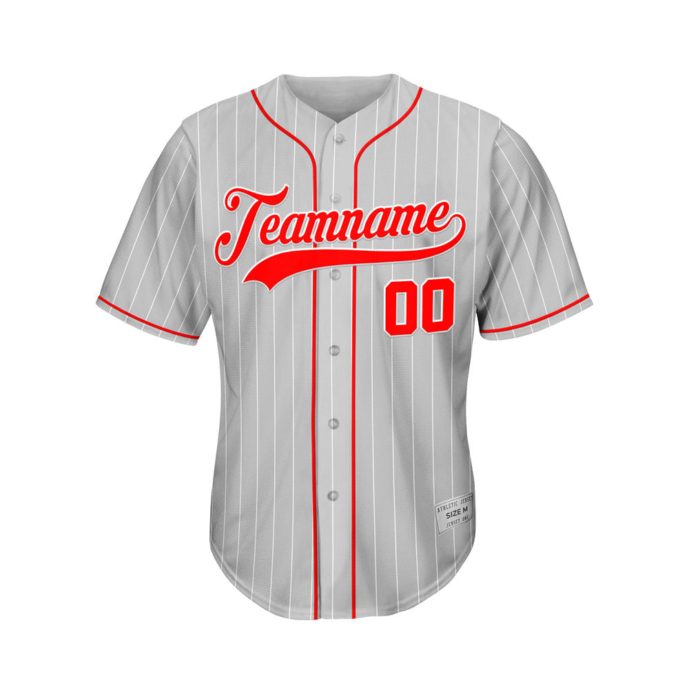 Custom Sublimation Grey Pinstripe Baseball Jersey