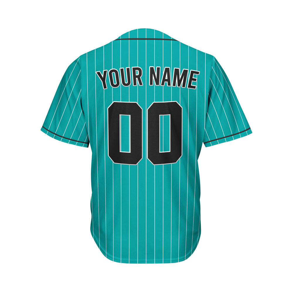 Custom Sublimation Teal Pinstripe Baseball Jersey