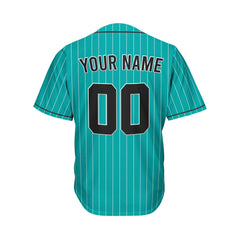 Custom Sublimation Teal Pinstripe Baseball Jersey