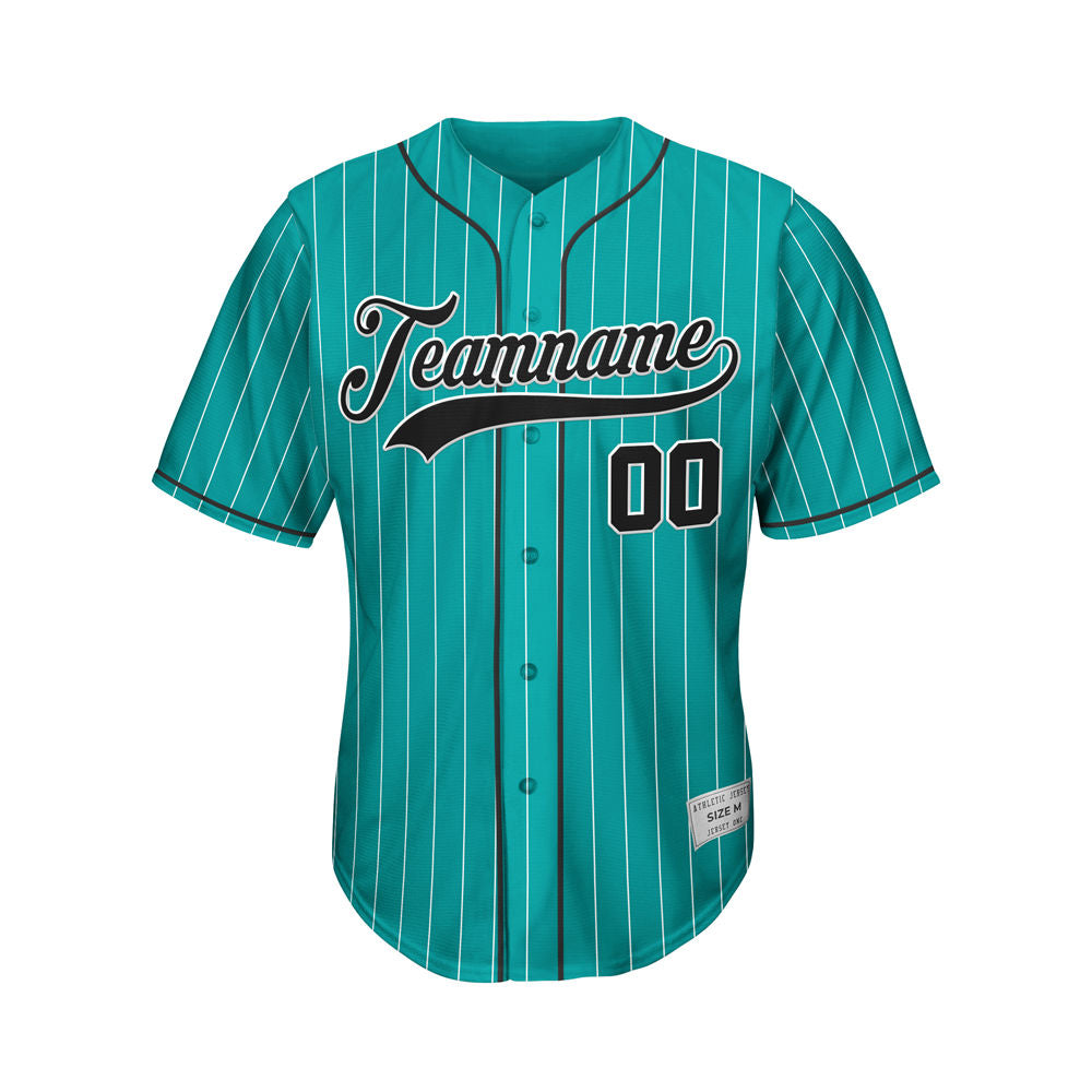 Custom Sublimation Teal Pinstripe Baseball Jersey