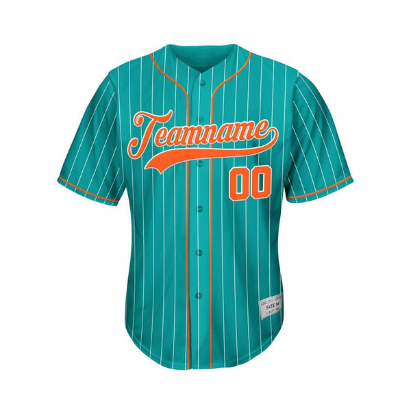 Custom Pinstripe Baseball Jersey Teal Orange Sublimation Jersey One