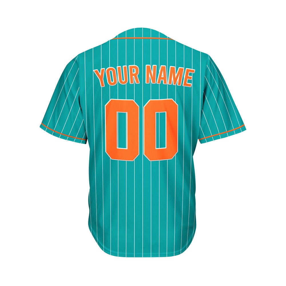 Custom Pinstripe Baseball Jersey Teal Orange Sublimation Jersey One