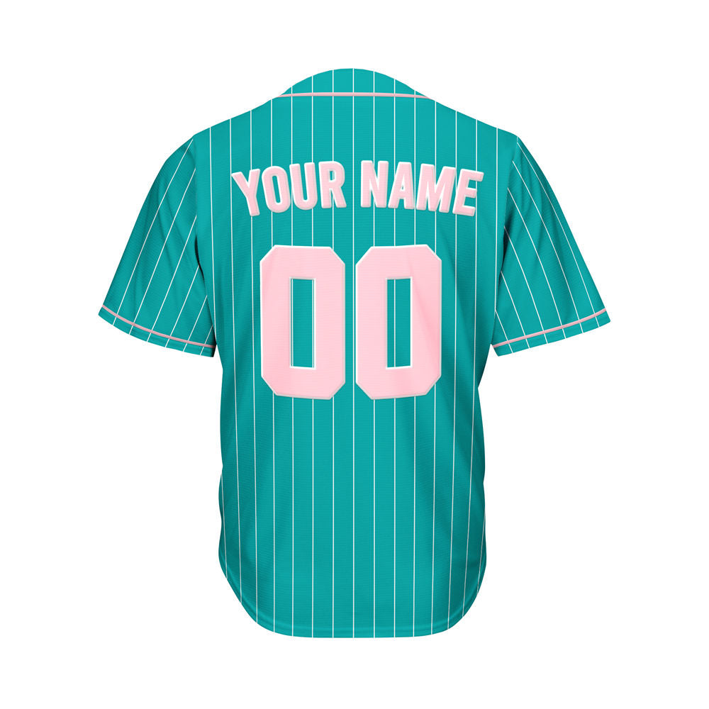 Custom Sublimation Teal Pinstripe Baseball Jersey