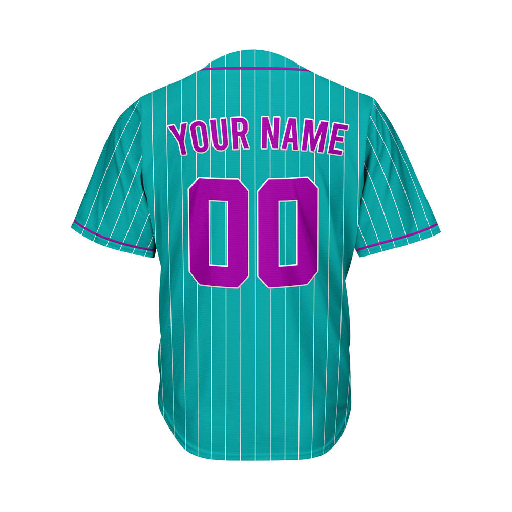 Custom Sublimation Teal Pinstripe Baseball Jersey