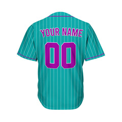 Custom Sublimation Teal Pinstripe Baseball Jersey