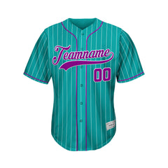Custom Sublimation Teal Pinstripe Baseball Jersey