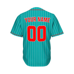 Custom Sublimation Teal Pinstripe Baseball Jersey