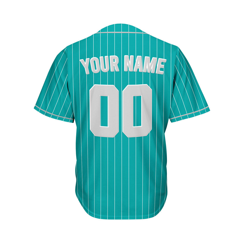 Custom Sublimation Teal Pinstripe Baseball Jersey