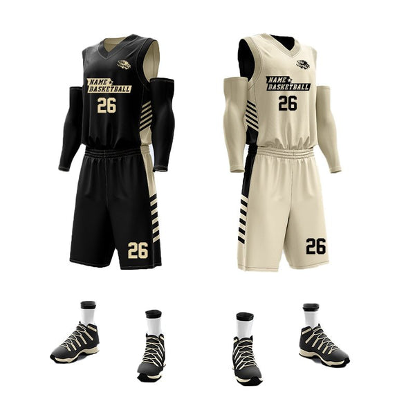 Custom Reversible Basketball Jersey Set Black and Grey Jersey One