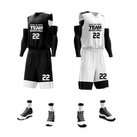 Custom Reversible Basketball Jersey Set Black and White Jersey One thumbnail