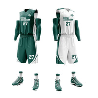 Custom Reversible Basketball Jersey Set Green and White 02 Jersey One thumbnail