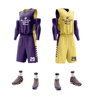 Custom Reversible Basketball Jersey Set Purple and Yellow Jersey One thumbnail