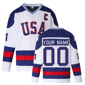 Custom Team USA Ice Hockey Jersey White