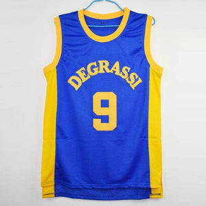 men's Drake Jimmy Brooks #9 Degrassi Community School Basketball Jersey in blue and yellow