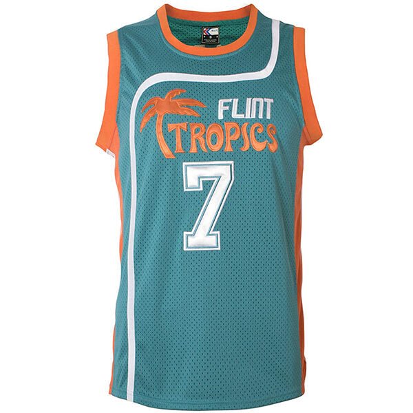 Flint Tropics Coffee Black 7 semi pro basketball jersey for men front