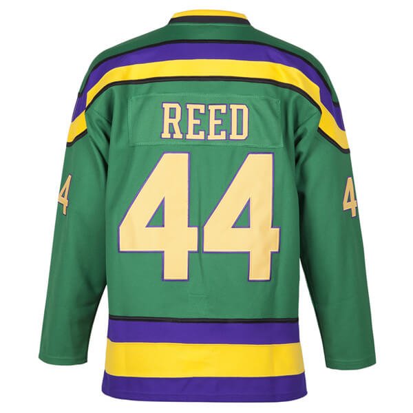 adult Fulton Reed #44 Mighty Ducks D1 green Movie Hockey jersey back