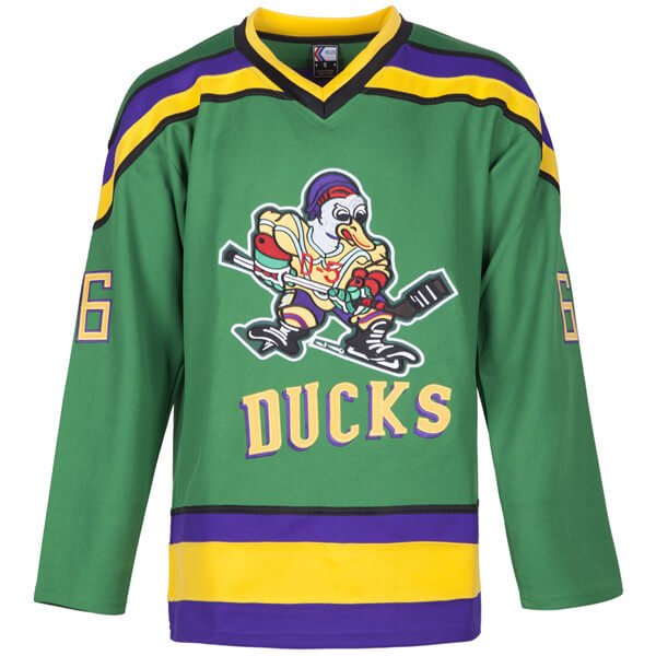 Gordon Bombay #66 green Mighty Ducks Ice Hockey Jersey front