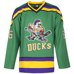 green mighty ducks bombay jersey - number 66 - stitched tracking twill - front view