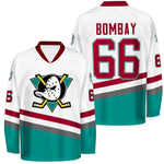 coach gordon bombay 66 mighty ducks d2 white hockey jersey thumbnail