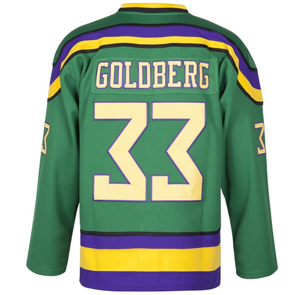 greg goldberg #33 Mighty Ducks D1 Green Movie Hockey jersey for men back