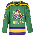 green mighty ducks goldberg jersey - number 33 - stitched tracking twill - front view