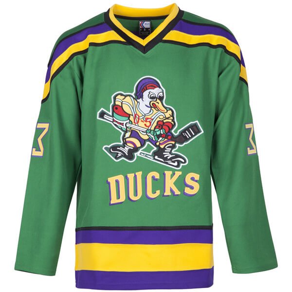 greg goldberg #33 Mighty Ducks D1 Green Movie Hockey jersey front