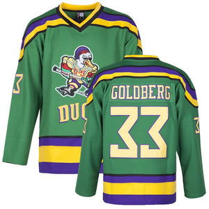 green mighty ducks goldberg jersey - number 33 - stitched tracking twill - front & back view