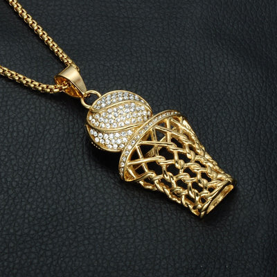 Hip Hop Basketball Pendant Necklace