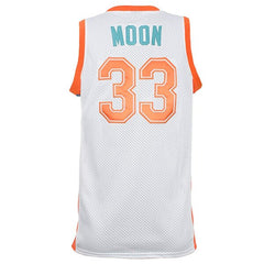 Jackie Moon #33 Flint Tropics White Basketball Jersey - Back View with Nameplate